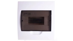 Rozdzielnica modułowa tworzywo 1x8 podtynkowa IP40 IK06 N+PE II klasa drzwi transparentne szare DB108F 1X8P/FMD biały 3842