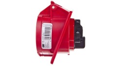 Gniazdo tablicowe skośne 16A 5P 400V /75x85/ czerwone IP44 415-6F87