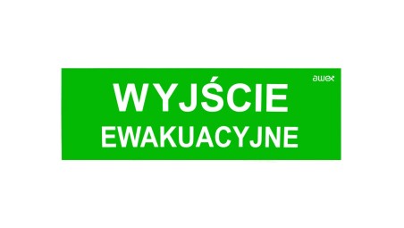 Piktogram PM21 100x300 Wyjście Ewakuacyjne logo awex (ISO7010)