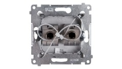 Simon 54 Gniazdo komputerowe podwójne 2xRJ45 kat.6 ekranowane z przesłoną srebrny mat D62E.01/43