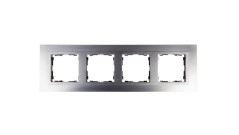 Simon 82 Ramka poczwórna pozioma metalowa aluminium/ ramka pośrednia aluminium mat 82947-33