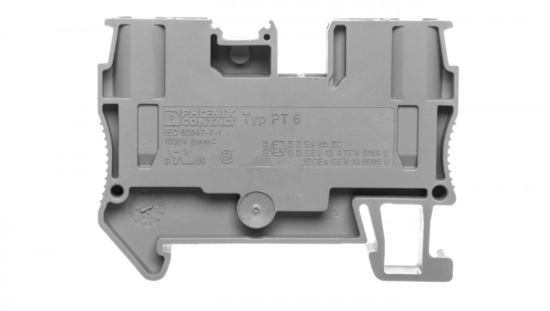 Listwa zaciskowa przepustowa 2-przewodowa 0,5-10mm2 szara PT 6 3211813