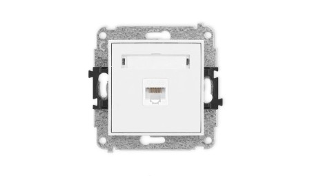 MINI Mechanizm gniazda komputerowego pojedynczego 1xRJ45, kat. 5e, 8-stykowy biały mat 25MGK-1