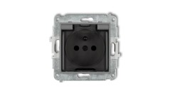 ICON Mechanizm gniazda bryzgoszczelnego z uziemieniem 2P+Z (klapka dymna, przesłony torów prądowych) szary mat 27IGPB-1zdp
