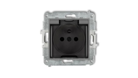 ICON Mechanizm gniazda bryzgoszczelnego z uziemieniem 2P+Z (klapka dymna, przesłony torów prądowych) szary mat 27IGPB-1zdp