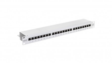 Patch panel kompletny 19 cali 24x RJ45 S/FTP kat. 6 1U szary (RAL 7035) DN-91624S