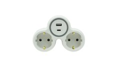 Rozgałęźnik dwukrotny 2x gniazdo wtyczkowe z/u schuko 1xUSB A 1xUSB C R-21WS/S/B W-72010