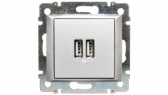 VALENA Gniazdo zasilające 2xUSB 5V 1500mA aluminium 770270