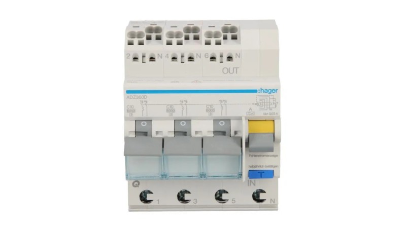 Wyłącznik różnicowo-nadprądowy RCBO 4P C10A 0,03A Typ A 6kA RCBO ADZ360D Wyłącznik różnicowo-nadprądowy RCBO 4P C10A 0,03A Typ A 6kA RCBO ADZ360D