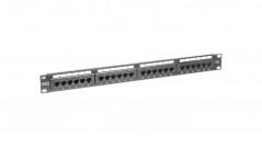 Patch panel kompletny 19 cali 24x RJ45 U/UTP kat. 6 1U czarny (RAL 9005) DN-91624U