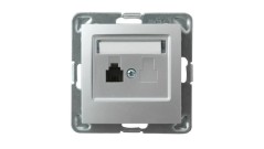 IMPRESJA Gniazdo telefoniczne pojedyncze RJ11 srebrne GPT-1Y/m/18