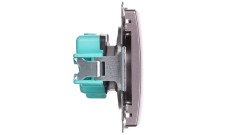 Simon Basic Gniazdo pojedyncze z/u z przesłonami stal inox BMGZ1Z.01/21