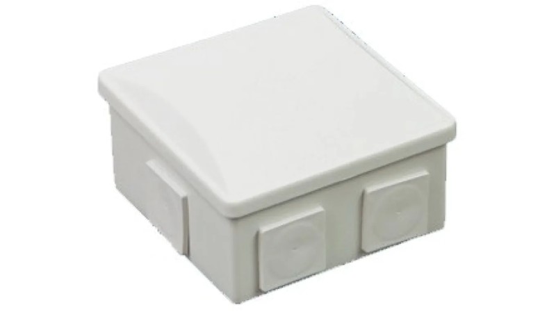 Puszka n/t hermetyczna 80x80x40 klik 6 dławików(kwadrat) IP44 szara S-BOX 036