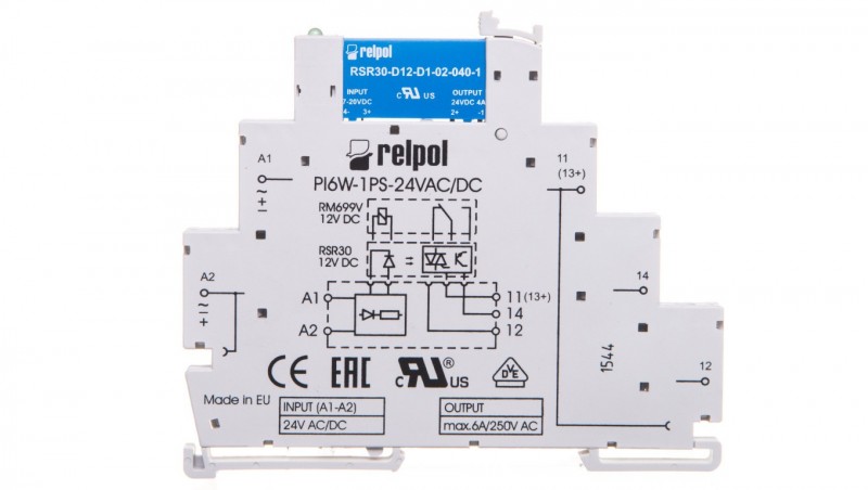 Przekaźnik interfejsowy 1Z 6A 24VAC/DC AgSnO2 PIR6W-1PS-24VAC/DC-O 857212