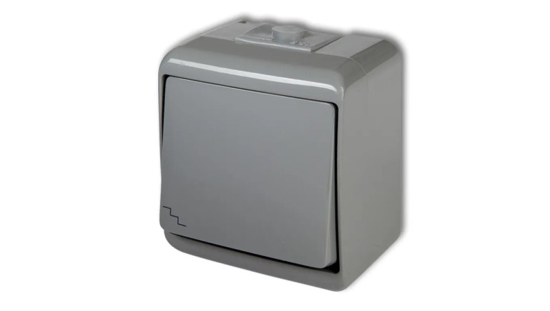 JUNIOR Łącznik schodowy popielaty IP54 10WHE-3 JUNIOR Łącznik schodowy popielaty IP54 10WHE-3