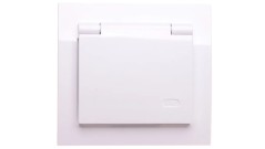 KIER Gniazdo bryzgoszczelne z/u IP44 klapka przezroczysta białe GPH-1WZ/00/w