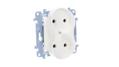 Simon 10 Gniazdo podwójne b/u białe 16A 250V IP20 CG2M.01/11