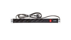 Listwa zasilająca do szaf rack (PDU) 19 cali 7x Schuko, wyłącznik podświetlany DN-95402