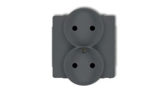 DECO Soft Gniazdo podwójne b/u do ramki grafitowy mat 28DGPRSO-2p