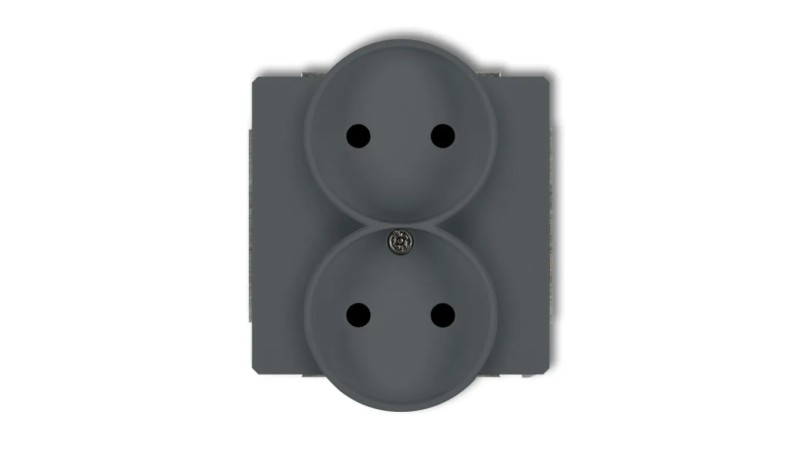 DECO Soft Gniazdo podwójne b/u do ramki grafitowy mat 28DGPRSO-2p