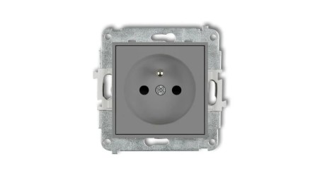 ICON Mechanizm gniazda pojedynczego z uziemieniem 2P+Z (przesłony torów prądowych) szary mat 27IGP-1zp