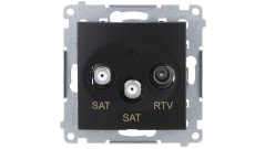 Simon 54 Gniazdo antenowe satelitarne podwójne SAT-SAT-RTV (moduł) czarny mat DASK2.01/49