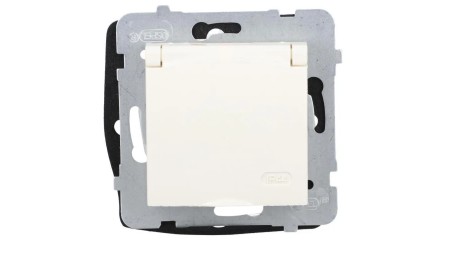 ARIA Gniazdo bryzgoszczelne z/u IP44 wieczko kolor ecru GPH-1UZ/m/27/w
