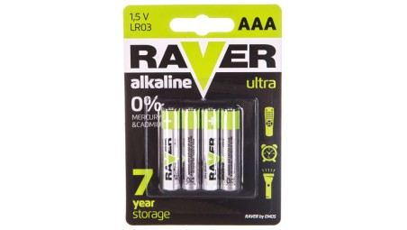 Bateria alkaliczna LR03 / AAA 1,5V RAVER ULTRA B7911 /blister 4szt.