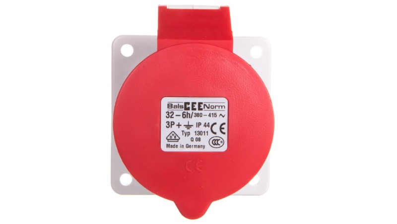 Gniazdo tablicowe proste 32A 4p 400V 6h IP44 13011 Gniazdo tablicowe proste 32A 4p 400V 6h IP44 13011