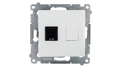 Simon 54 Gniazdo komputerowe pojedyncze RJ45 kat.6 z przesłoną białe D61.01/11