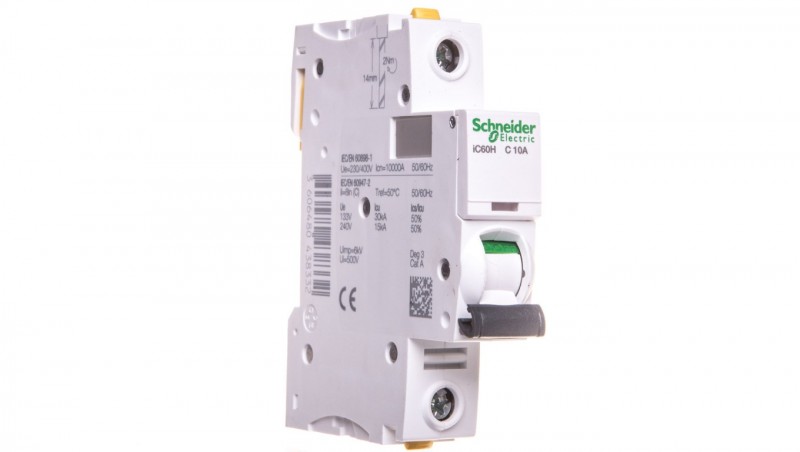 Wyłącznik nadprądowy 1P C 10A 10kA AC iC60H-C10 A9F07110