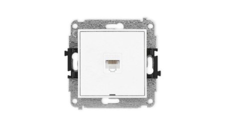 ICON Mechanizm gniazda komputerowego pojedynczego 1xRJ45, kat. 5e, 8-stykowy, bez pola opisowego biały mat 25IGKBO-1