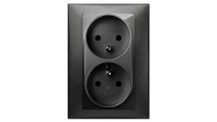 SANTRA gniazdo 2x2P+Z monolit z ramką podtynkowe czarny 4135-09