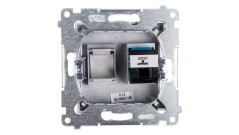 Simon 54 Gniazdo telefoniczne pojedyncze RJ12 srebrny mat DT1.01/43