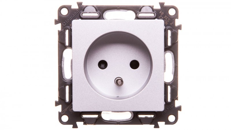 VALENA LIFE Gniazdo pojedyncze z/u 2P+Z z przesłonami aluminium 753384 VALENA LIFE Gniazdo pojedyncze z/u 2P+Z z przesłonami aluminium 753384