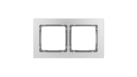 DECO Ramka uniwersalna podwójna - aluminium szczotkowane (ramka: srebrna spód: grafitowy) 7-11-DRA-2