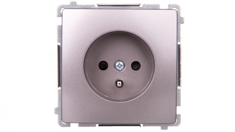Simon Basic Gniazdo pojedyncze z/u z przesłonami stal inox BMGZ1Z.01/21 Simon Basic Gniazdo pojedyncze z/u z przesłonami stal inox BMGZ1Z.01/21