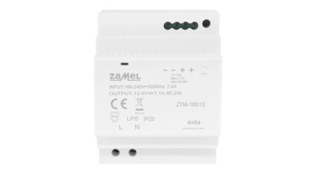 Zasilacz impulsowy montowany na szynie TH-35 (DIN) 100W 12V DC typ: ZTM-100/12 EXT10000285