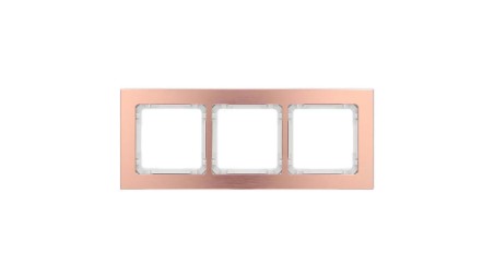 DECO Ramka uniwersalna potrójna - aluminium szczotkowane (ramka: kolor miedziany spód: biały) 9-0-DRA-3