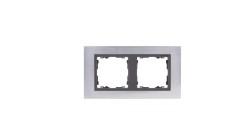 Simon 82 Ramka podwójna pozioma metalowa stal inox/ ramka pośrednia grafitowa 82827-37