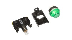 Lampka sygnalizacyjna 22mm zielona 230V AC żarówka ST22-LZ-230-BA9S.