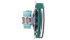 Simon Basic Gniazdo bryzgoszczelne z/u IP44 z przesłoną torów i klapką dymną zielone BMGZ1Bz.01/33a