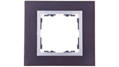 Simon 82 Ramka pojedyncza metalowa inox czarny/ ramka pośrednia aluminium 82917-38