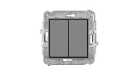 ICON Mechanizm łącznika zwiernego, świecznikowego (dwa klawisze bez piktogramów, wspólne zasilanie) szary mat 27IWP-44.1