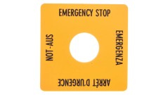 Tabliczka opisowa żółta 50x50mm EMERGENCY STOP SQT1 058874