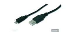 Kabel połączeniowy microUSB 2.0 Typ USB A/microUSB B, M/M czarny 1m AK-300127-010-S