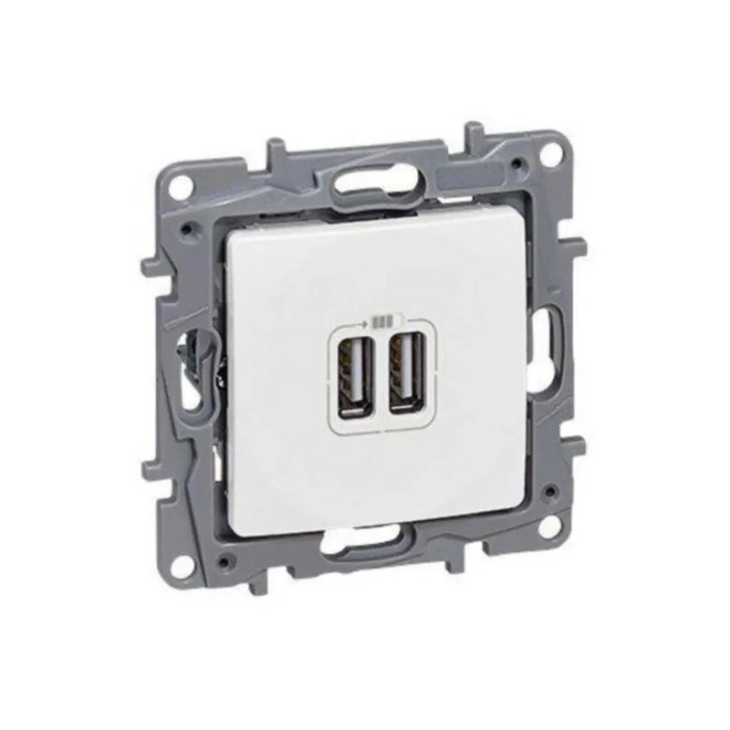 NILOE Gniazdo ładowania podwójne USB 5 V 2400 mA białe 764594