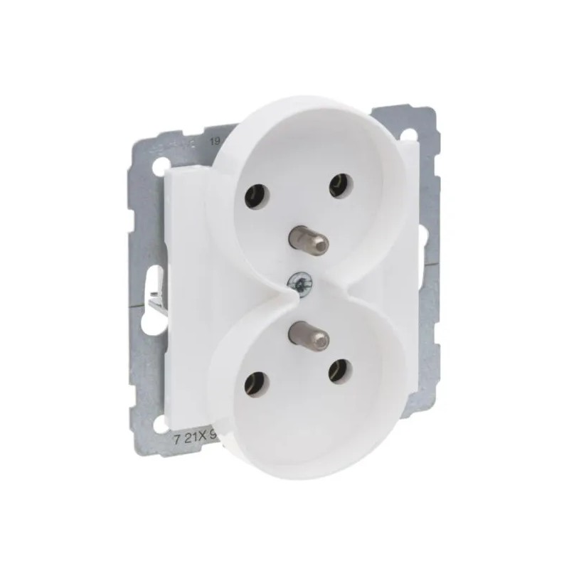 SUNO Gniazdo podwójne 2x2P+Z białe 16A 250V zaciski śrubowe 721191