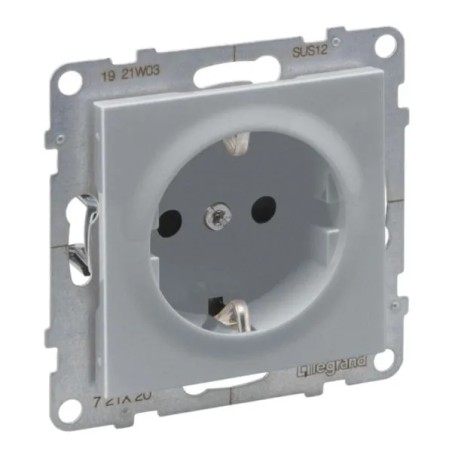 SUNO Gniazdo SCHUKO 2P+Z aluminium 16A 250V zaciski automatyczne z przesłoną 721320