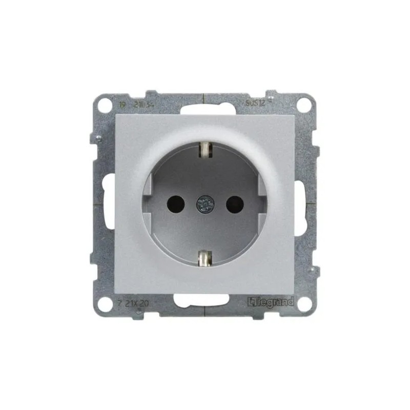 SUNO Gniazdo SCHUKO 2P+Z aluminium 16A 250V zaciski automatyczne z przesłoną 721320 SUNO Gniazdo SCHUKO 2P+Z aluminium 16A 250V zaciski automatyczne z przesłoną 721320